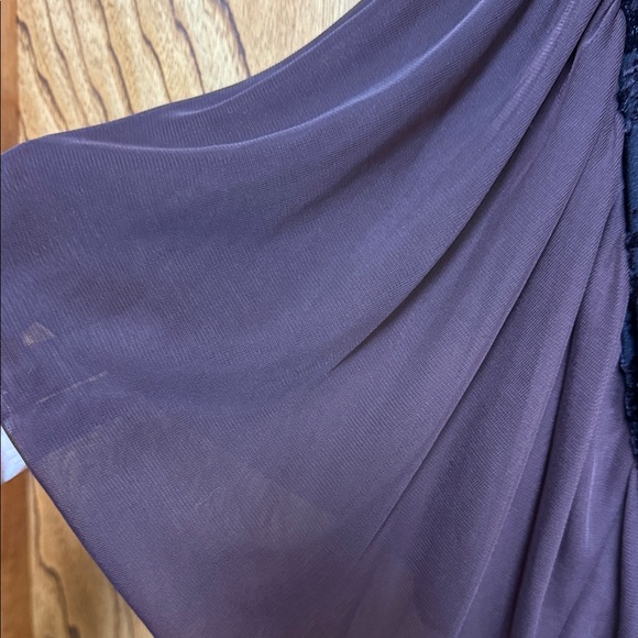 Uncle Frank Dress Stretchy Knit Flared Angel Sleeves Brown Sparkle Trim Size XS - Picture 5 of 9